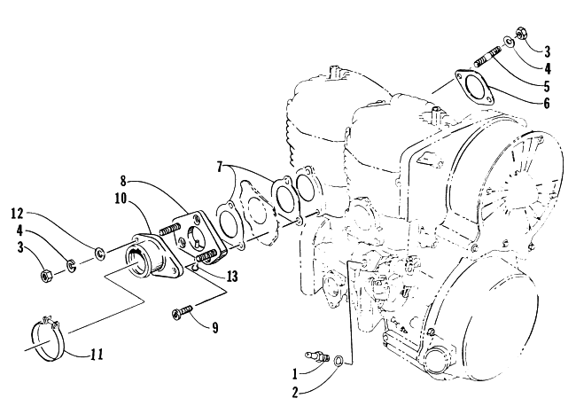 Parts Diagram for Arctic Cat 1996 BEARCAT 440 SNOWMOBILE INTAKE ASSEMBLY