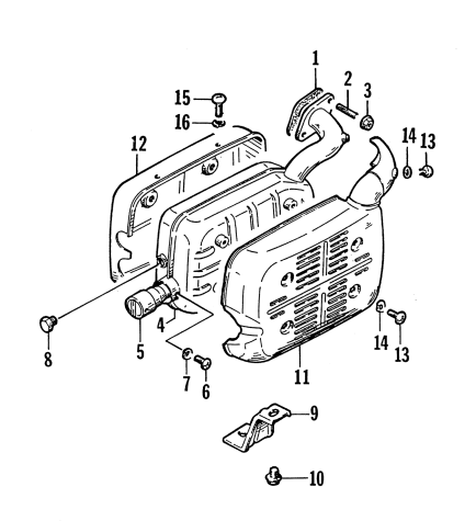 Parts Diagram for Arctic Cat 1993 AC3000GD2 GENERATORS MUFFLER ASSEMBLY