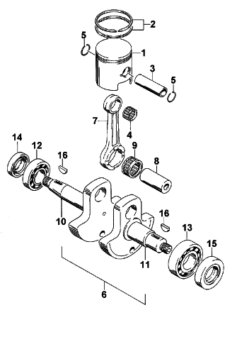 Parts Diagram for Arctic Cat 1996 KITTY CAT SNOWMOBILE PISTON AND CRANKSHAFT