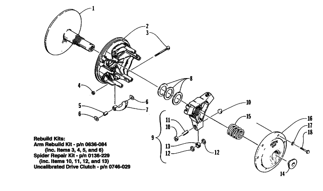 Parts Diagram for Arctic Cat 1995 ZR 440 SNOWMOBILE DRIVE CLUTCH