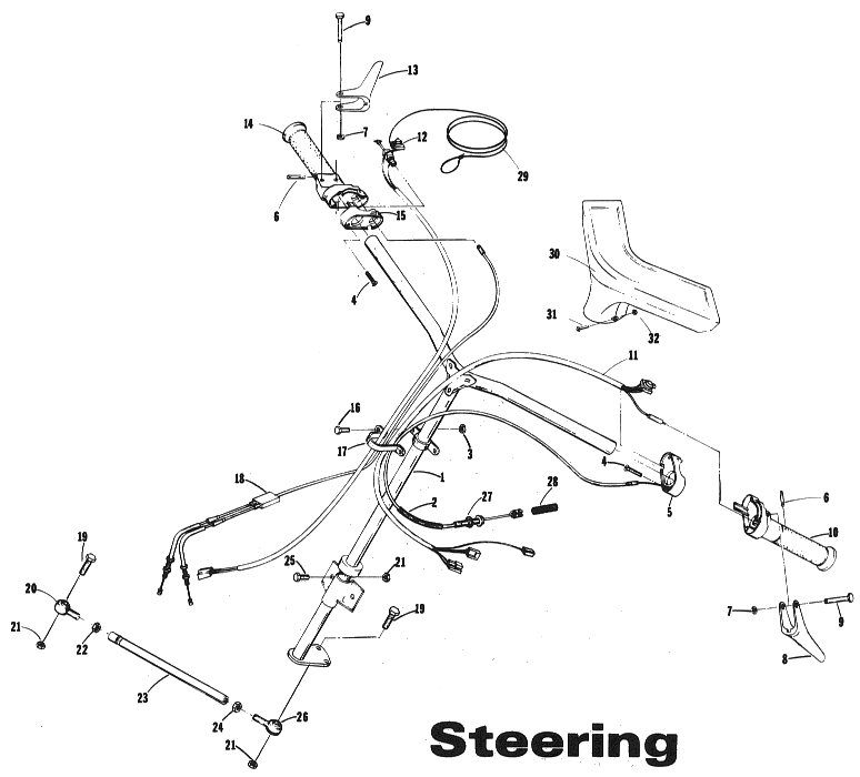 Parts Diagram for Arctic Cat 1973 ElTigre SNOWMOBILE STEERING