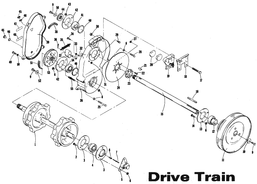 Parts Diagram for Arctic Cat 1973 ElTigre SNOWMOBILE DRIVE TRAIN