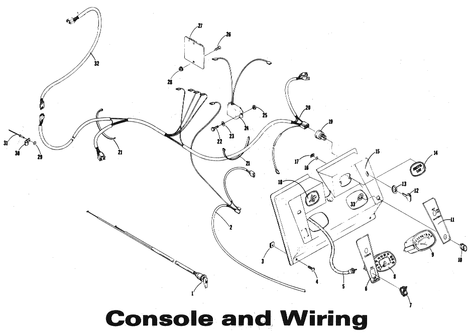 Parts Diagram for Arctic Cat 1973 ElTigre SNOWMOBILE CONSOLE & WIRING