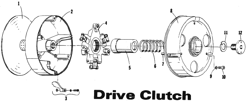 Parts Diagram for Arctic Cat 1973 ElTigre SNOWMOBILE DRIVE CLUTCH