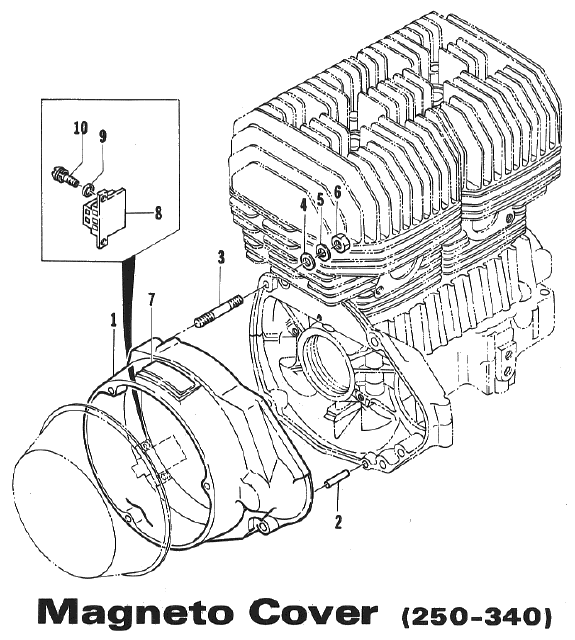 Parts Diagram for Arctic Cat 1973 ElTigre SNOWMOBILE MAGNETO COVER (250-340)