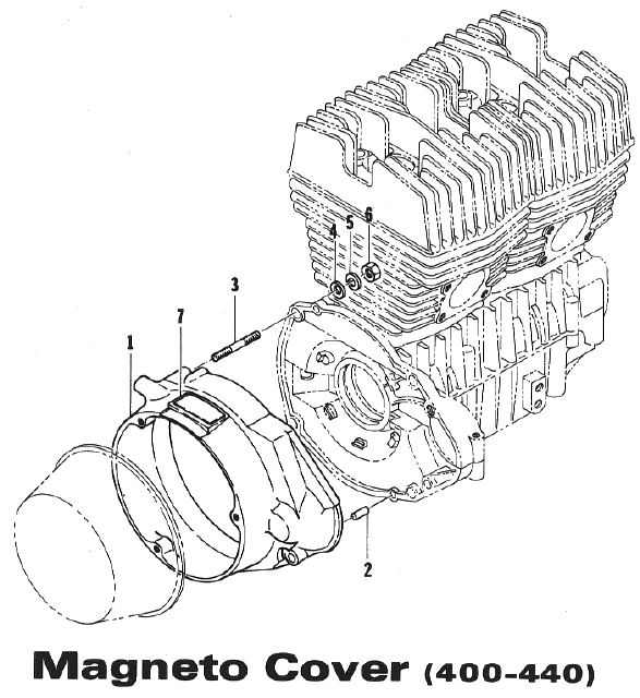 Parts Diagram for Arctic Cat 1973 ElTigre SNOWMOBILE MAGNETO COVER (400-440)