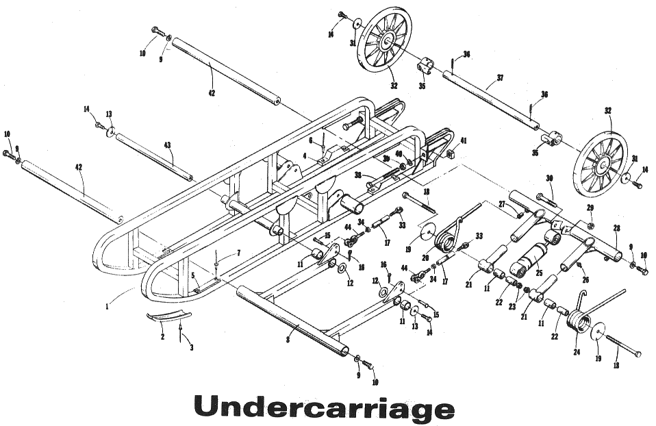 Parts Diagram for Arctic Cat 1973 EXT SNOWMOBILE UNDERCARRIAGE