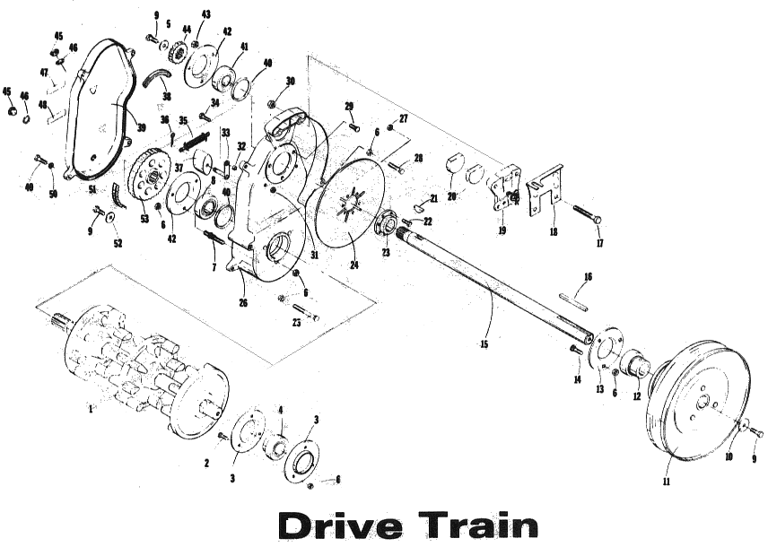 Parts Diagram for Arctic Cat 1973 EXT SNOWMOBILE DRIVE TRAIN