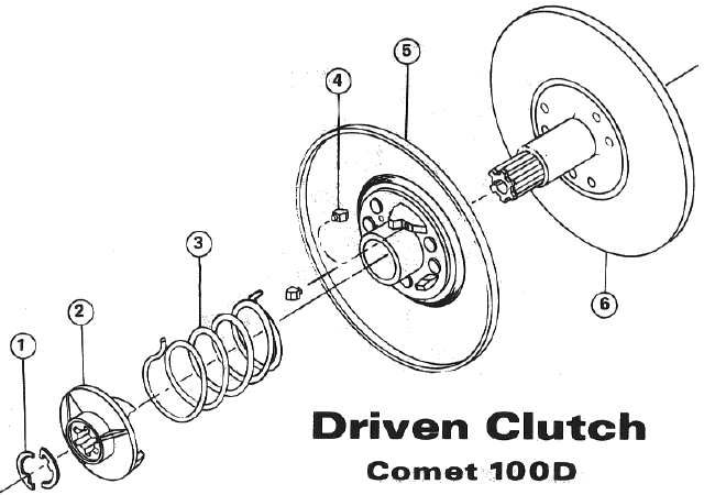 Parts Diagram for Arctic Cat 1973 EXT SNOWMOBILE DRIVEN CLUTCH