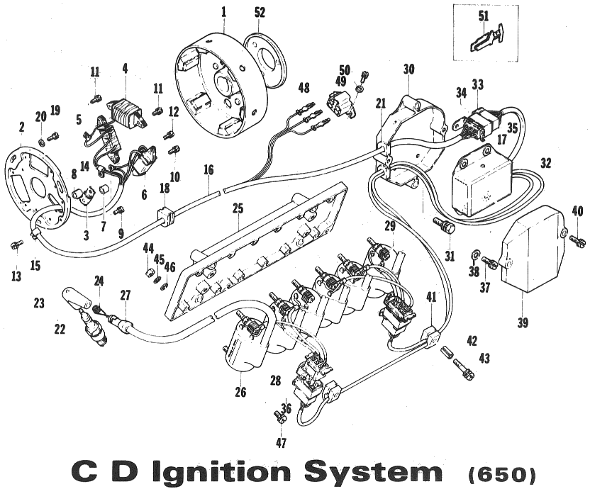 Parts Diagram for Arctic Cat 1973 EXT SNOWMOBILE CD IGNITION SYSTEM (650)