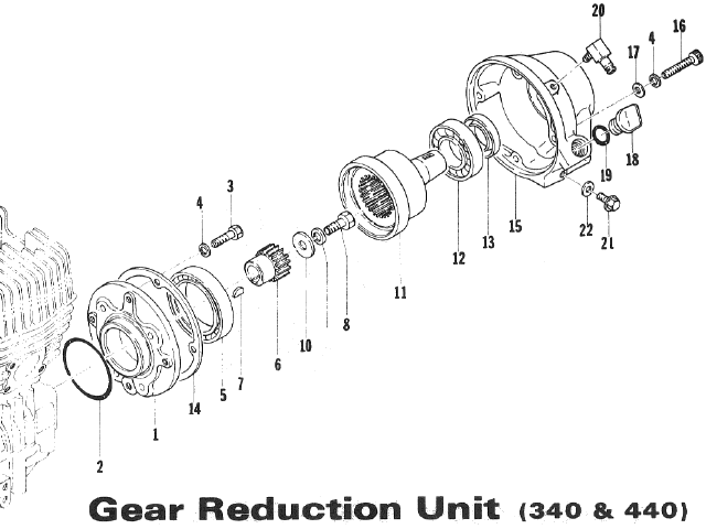 Parts Diagram for Arctic Cat 1973 EXT SNOWMOBILE GEAR REDUCTION UNIT (340 & 440)