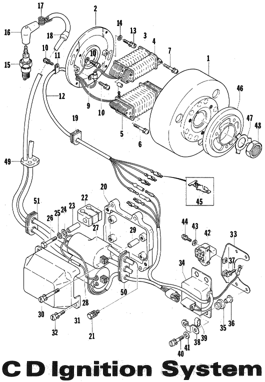 Parts Diagram for Arctic Cat 1973 Formula11 SNOWMOBILE CD IGNITION SYSTEM