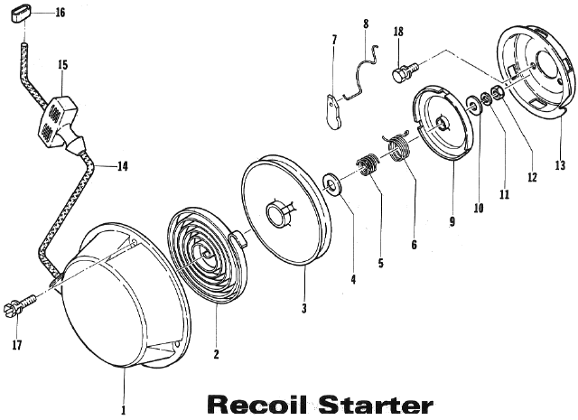Parts Diagram for Arctic Cat 1973 Formula11 SNOWMOBILE RECOIL STARTER