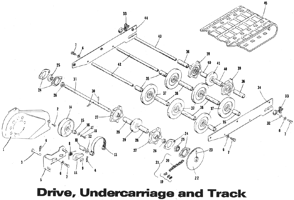 Parts Diagram for Arctic Cat 1973 KittyCat SNOWMOBILE DRIVE, UNDERCARRIAGE & TRACK