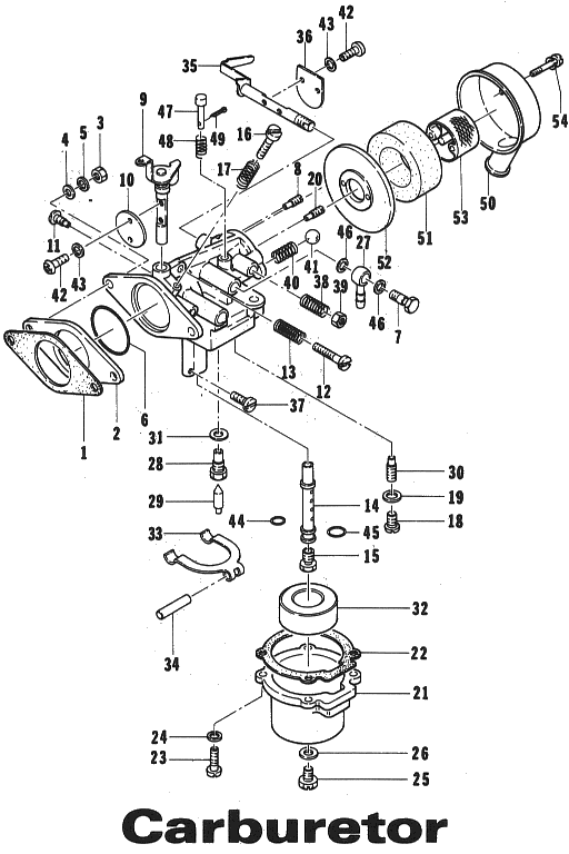 Parts Diagram for Arctic Cat 1973 KittyCat SNOWMOBILE CARBURETOR