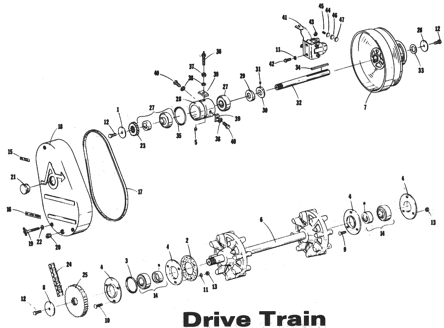 Parts Diagram for Arctic Cat 1973 Panther SNOWMOBILE DRIVE TRAIN