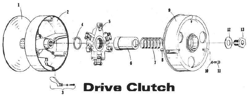 Parts Diagram for Arctic Cat 1973 Panther SNOWMOBILE DRIVE CLUTCH