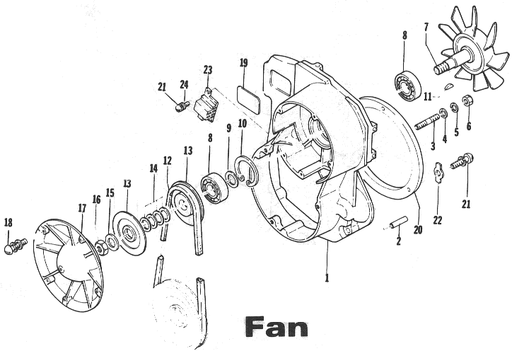 Parts Diagram for Arctic Cat 1973 Panther SNOWMOBILE FAN