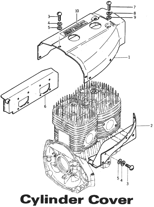 Parts Diagram for Arctic Cat 1973 Panther SNOWMOBILE CYLINDER COVER