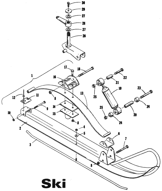 Parts Diagram for Arctic Cat 1973 PUMA SNOWMOBILE SKI