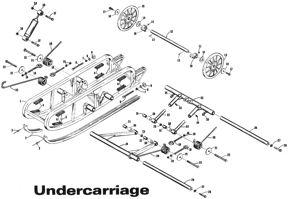 Parts Diagram for Arctic Cat 1973 PUMA SNOWMOBILE UNDERCARRIAGE