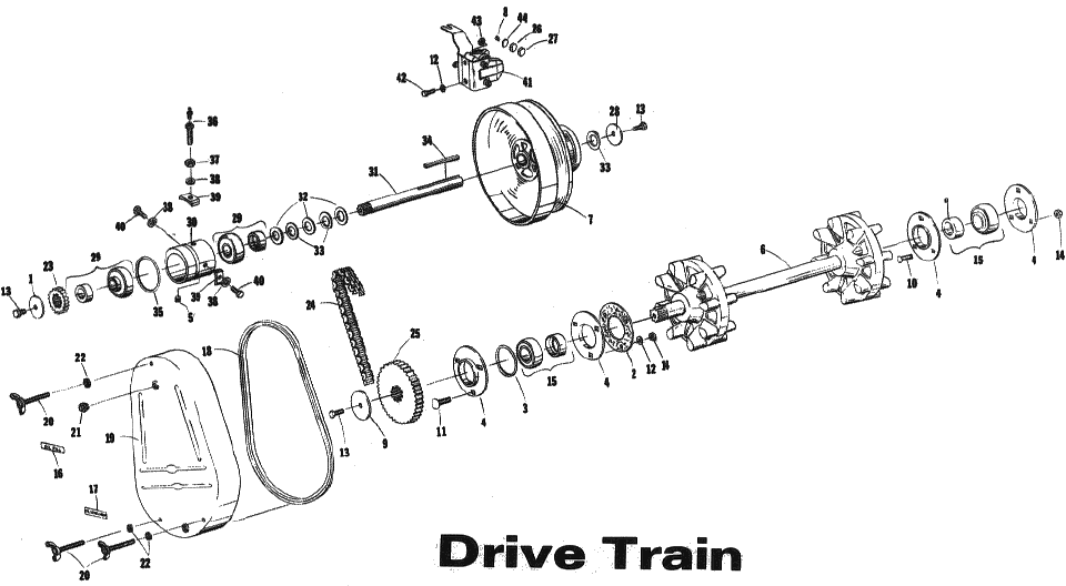 Parts Diagram for Arctic Cat 1973 PUMA SNOWMOBILE DRIVE TRAIN