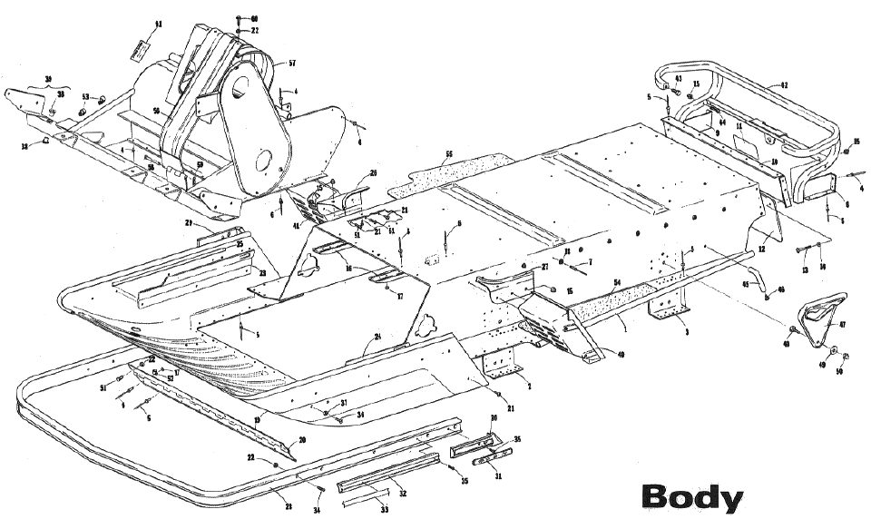 Parts Diagram for Arctic Cat 1973 PUMA SNOWMOBILE BODY