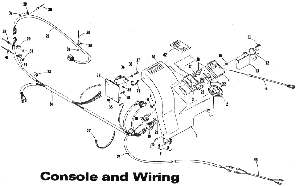 Parts Diagram for Arctic Cat 1973 PUMA SNOWMOBILE CONSOLE AND WIRING