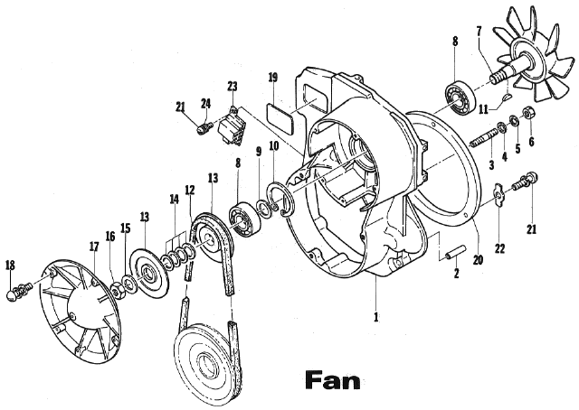 Parts Diagram for Arctic Cat 1973 PUMA SNOWMOBILE FAN