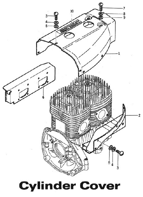 Parts Diagram for Arctic Cat 1973 PUMA SNOWMOBILE CYLINDER COVER