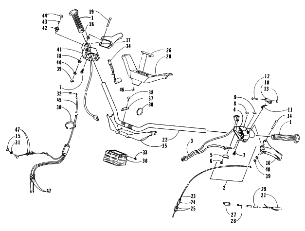 Parts Diagram for Arctic Cat 1996 JAG LIQUID SNOWMOBILE HANDLEBAR AND CONTROLS