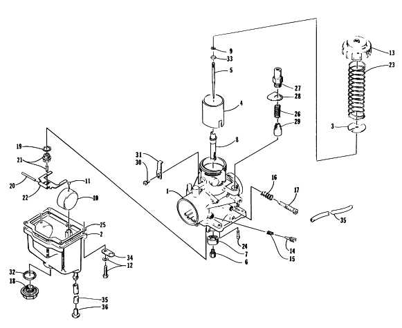 Parts Diagram for Arctic Cat 1995 JAG DELUXE SNOWMOBILE CARBURETOR
