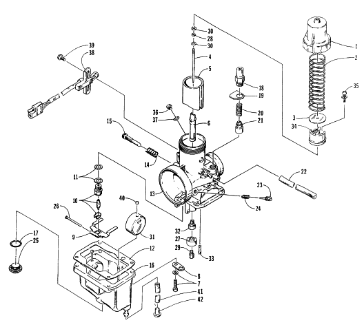 Parts Diagram for Arctic Cat 1997 ZL 440 SNOWMOBILE CARBURETOR