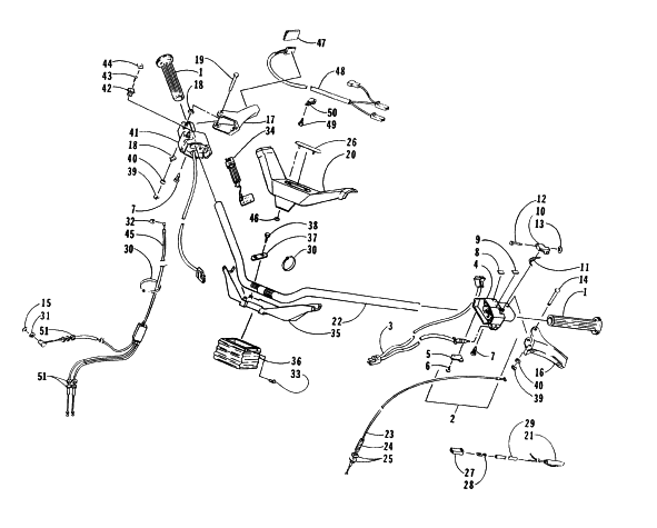 Parts Diagram for Arctic Cat 1996 PANTHER DELUXE SNOWMOBILE HANDLEBAR AND CONTROLS