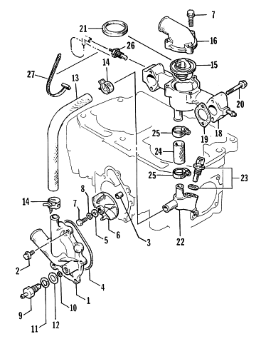 Parts Diagram for Arctic Cat 1996 WILDCAT TOURING SNOWMOBILE WATER PUMP/WATER MANIFOLD