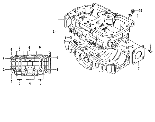 Parts Diagram for Arctic Cat 1995 ZR 700 SNOWMOBILE CRANKCASE ASSEMBLY