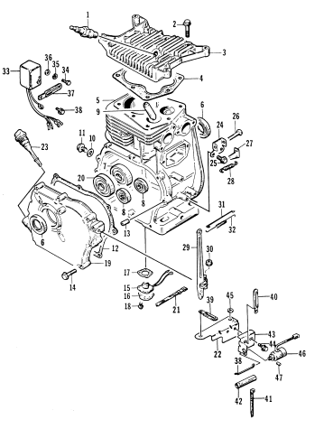 Parts Diagram for Arctic Cat 1993 AC3000GD2 GENERATORS CYLINDER AND CRANKCASE