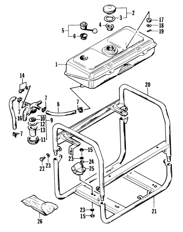 Parts Diagram for Arctic Cat 1993 AC3000GD2 GENERATORS FUEL TANK & FRAME ASSEMBLY