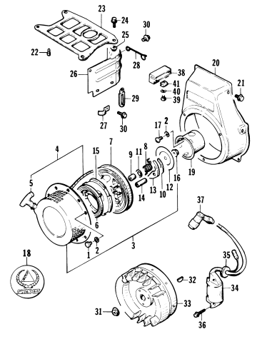 Parts Diagram for Arctic Cat 1993 AC3000GD2 GENERATORS RECOIL STARTER & MAGNETO ASSY