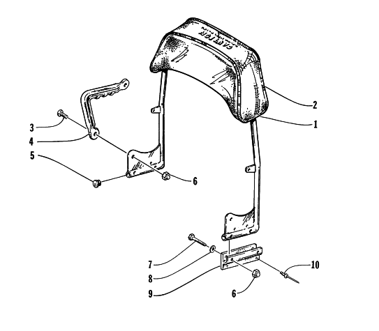 Parts Diagram for Arctic Cat 1996 PUMA 2-UP SNOWMOBILE BACKREST ASSEMBLY