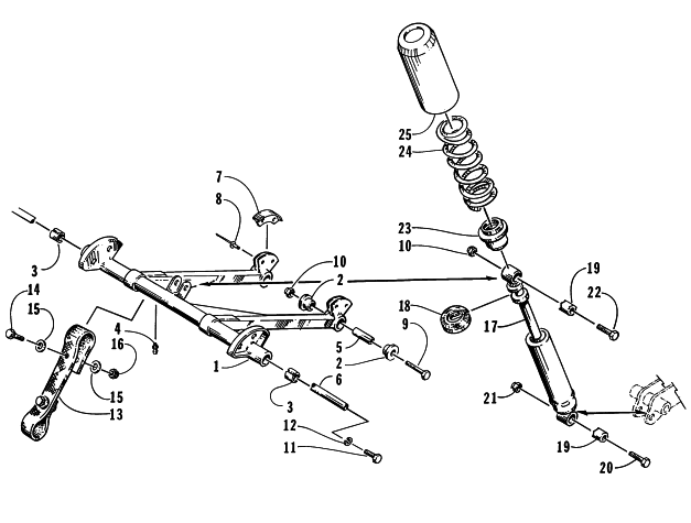 Parts Diagram for Arctic Cat 1996 PUMA 2-UP SNOWMOBILE REAR SUSPENSION FRONT ARM ASSEMBLY