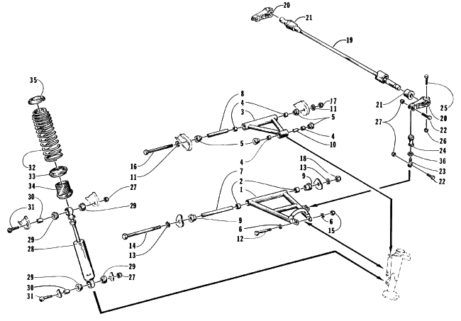 Parts Diagram for Arctic Cat 1996 Z 440 SNOWMOBILE FRONT SUSPENSION & SHOCK ABSORBER