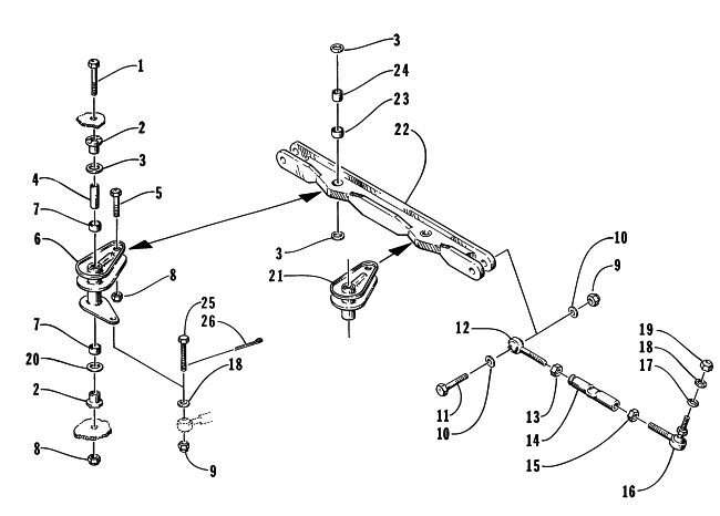 Parts Diagram for Arctic Cat 1996 EXT EFI SNOWMOBILE TIE ROD ASSEMBLY
