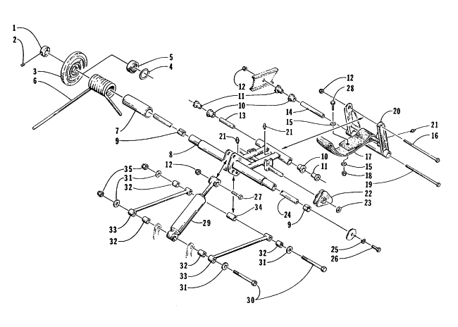 Parts Diagram for Arctic Cat 1996 THUNDERCAT SNOWMOBILE REAR SUSPENSION - REAR ARM ASSEMBLY