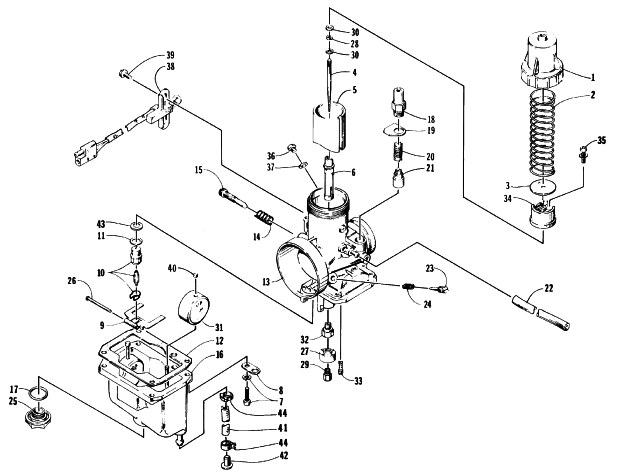 Parts Diagram for Arctic Cat 1997 BEARCAT WIDE TRACK SNOWMOBILE CARBURETOR
