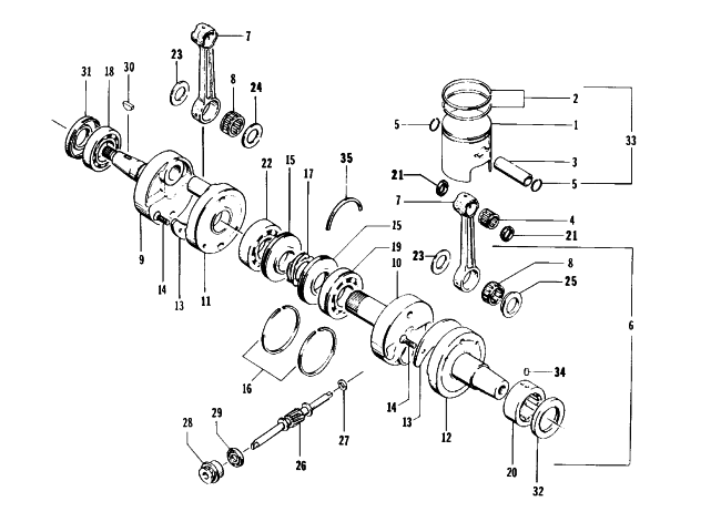 Parts Diagram for Arctic Cat 1998 COUGAR MOUNTAIN CAT SNOWMOBILE PISTON AND CRANKSHAFT