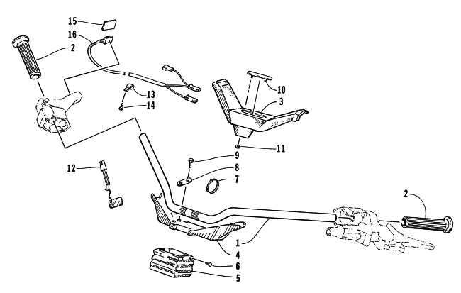 Parts Diagram for Arctic Cat 1997 EXT 580 EFI DLX SNOWMOBILE HANDLEBAR ASSEMBLY