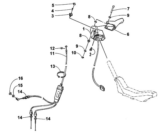 Parts Diagram for Arctic Cat 1997 Z 440 SNOWMOBILE THROTTLE CONTROL ASSEMBLY