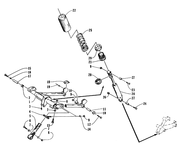 Parts Diagram for Arctic Cat 1995 Z 440 SNOWMOBILE REAR SUSPENSION FRONT ARM ASSEMBLY