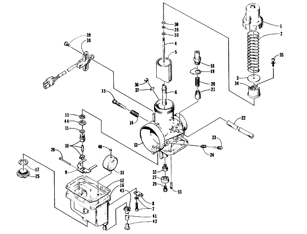 Parts Diagram for Arctic Cat 1997 EXT 600 SNOWMOBILE CARBURETOR